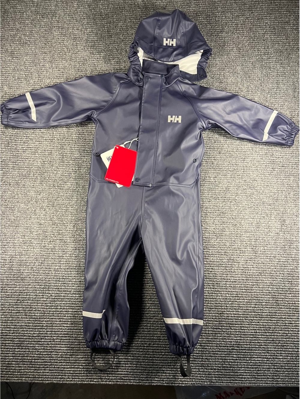 NWT - Helly Hansen Kids Waterproof Rain Suit - Navy Blue, Size 86/1 - 1 year old